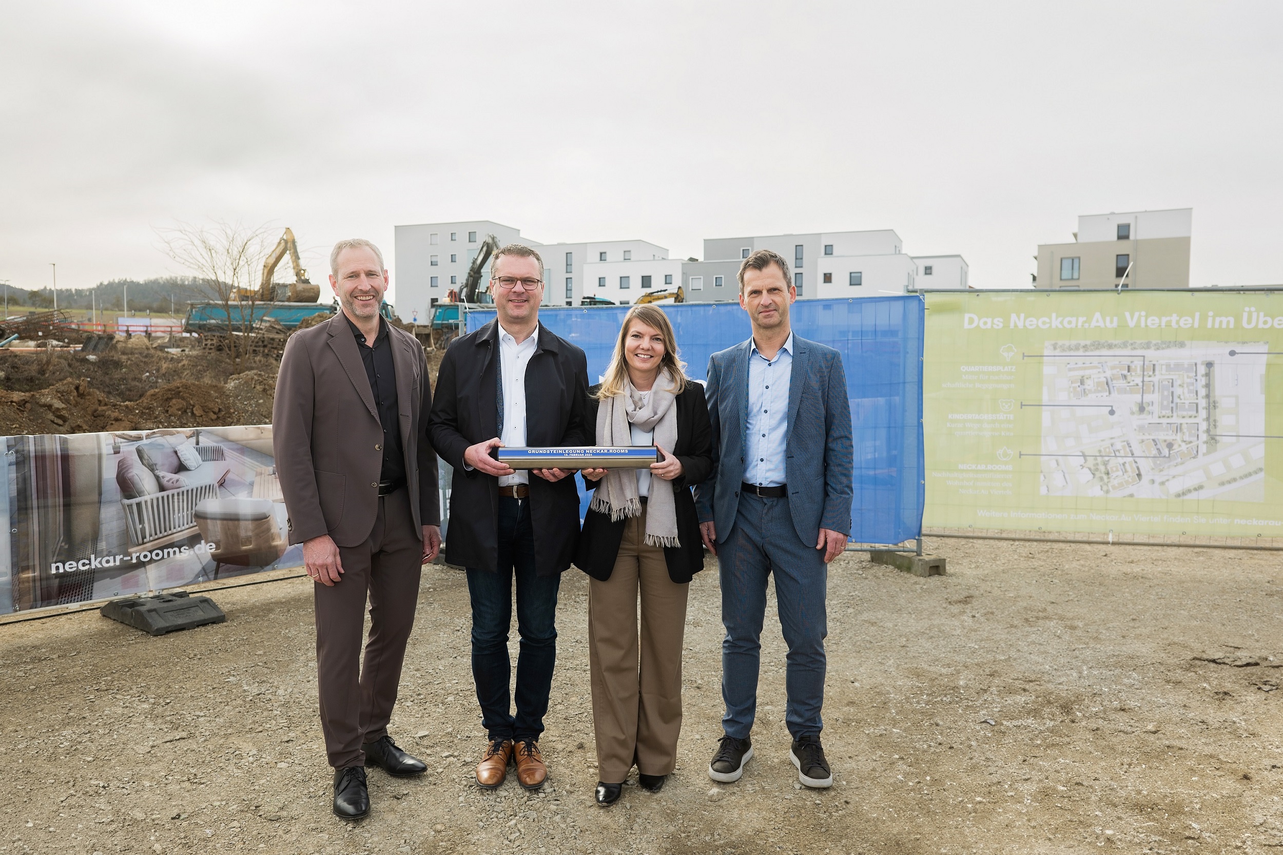 Baustart und Grundsteinlegung für Instone-Projekt „Neckar.Rooms“ im „Neckar.Au Viertel" in Rottenburg am Neckar 