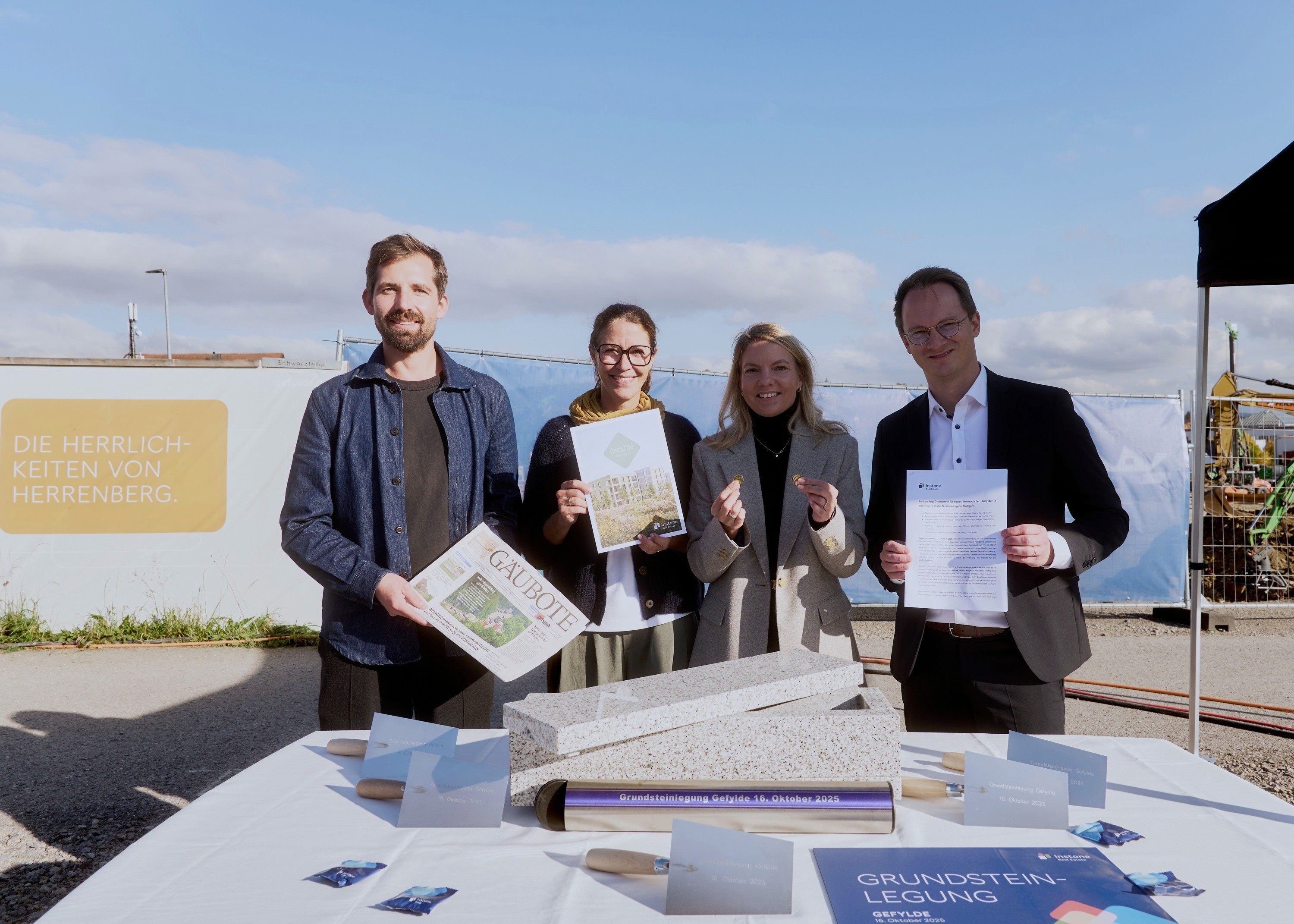 Instone legt Grundstein für neues Wohnquartier „Gefylde“ in Herrenberg in der Metropolregion Stuttgart